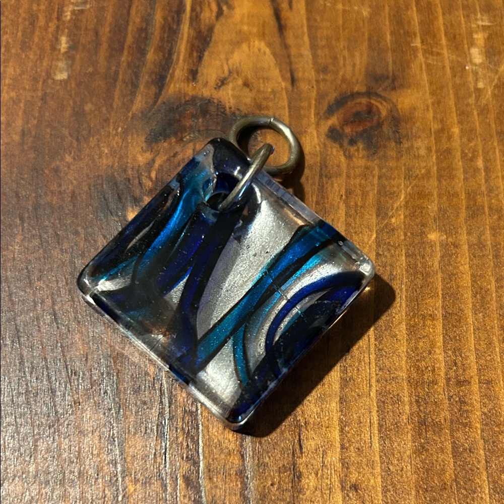 Blue and Black Dichroic Glass polished Pendant